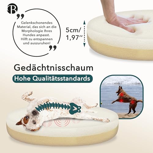 bluzelle Orthopädisches Hundebett für Mittelgroße Hunde, 70cm Donut Kissen Waschbar Memory Foam Rund, Hundekorb Hundekissen Flauschig Plüsch Kunstfell Weich, Farbe:Dunkel-Grau
