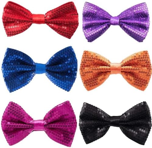 Papillon Con Paillettes Regolabile - Nero, Per Feste, Carnevale E Eventi Eleganti, 12x6cm - Foto 10