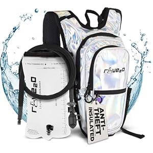 Anti Theft Rave Hydration Backpack – 1.5L Insulated Water Backpack for Raves, Festivals, Hiking, Running – Festival Hydration Pack for Men Women Kids Festival Essential