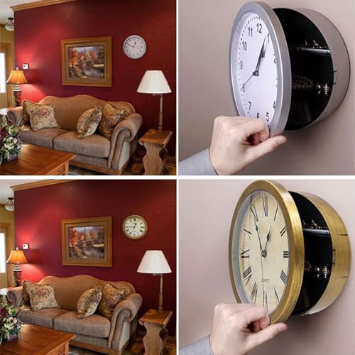 Boîte de rangement discrète pour objets de valeur, montre murale à compartiments secrets - 8