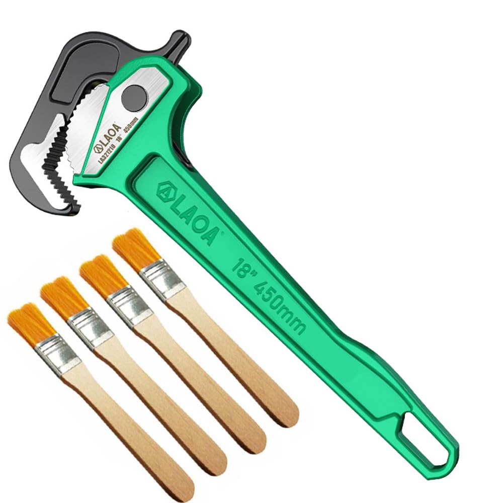 LAOA RapidGrip klucz do rur o dużej wytrzymałości, prosty klucz do rur ze stali stopowej, 45 cm wielofunkcyjny trójstronny klucz do rur zębatych dla pracowników budowlanych, przemysłu ciężkiego,