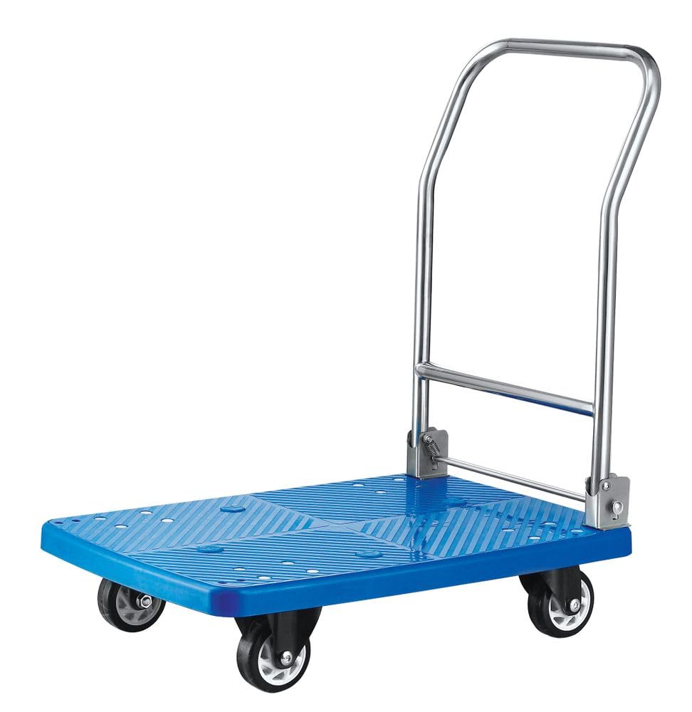 HENDI Carro plataforma plegable, AmerBox, carga máxima de 200kg, plataforma rodante portacargas, carretilla de plataforma móvil, plataforma de carga, 742x480x(H)845mm, polipropileno, acero inoxidable