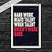 JSC JSC163 Hard Work Beats Talent When Talent Doesn't Work Hard Poster | 18-Inches by 12-Inches | Premium 100lb Gloss Poster Paper