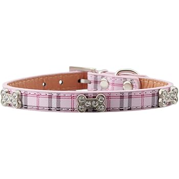 pink tartan dog collar