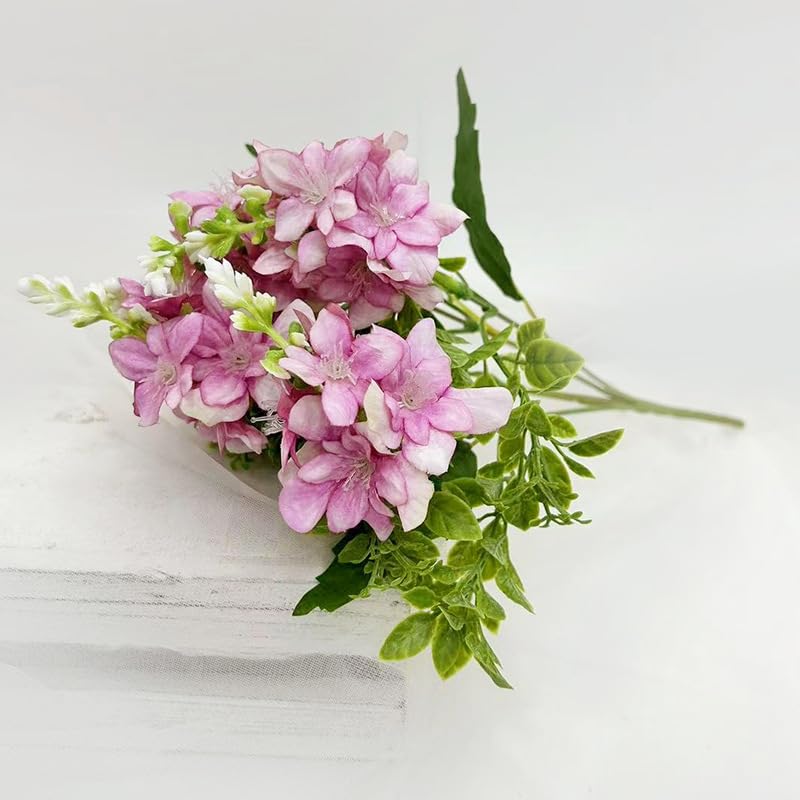 Artificial Yucca & Lily of The Valley Flowers - Realistic Silk Fake Flowers for Home Decor, Durable & Lifelike (Rose Pink)