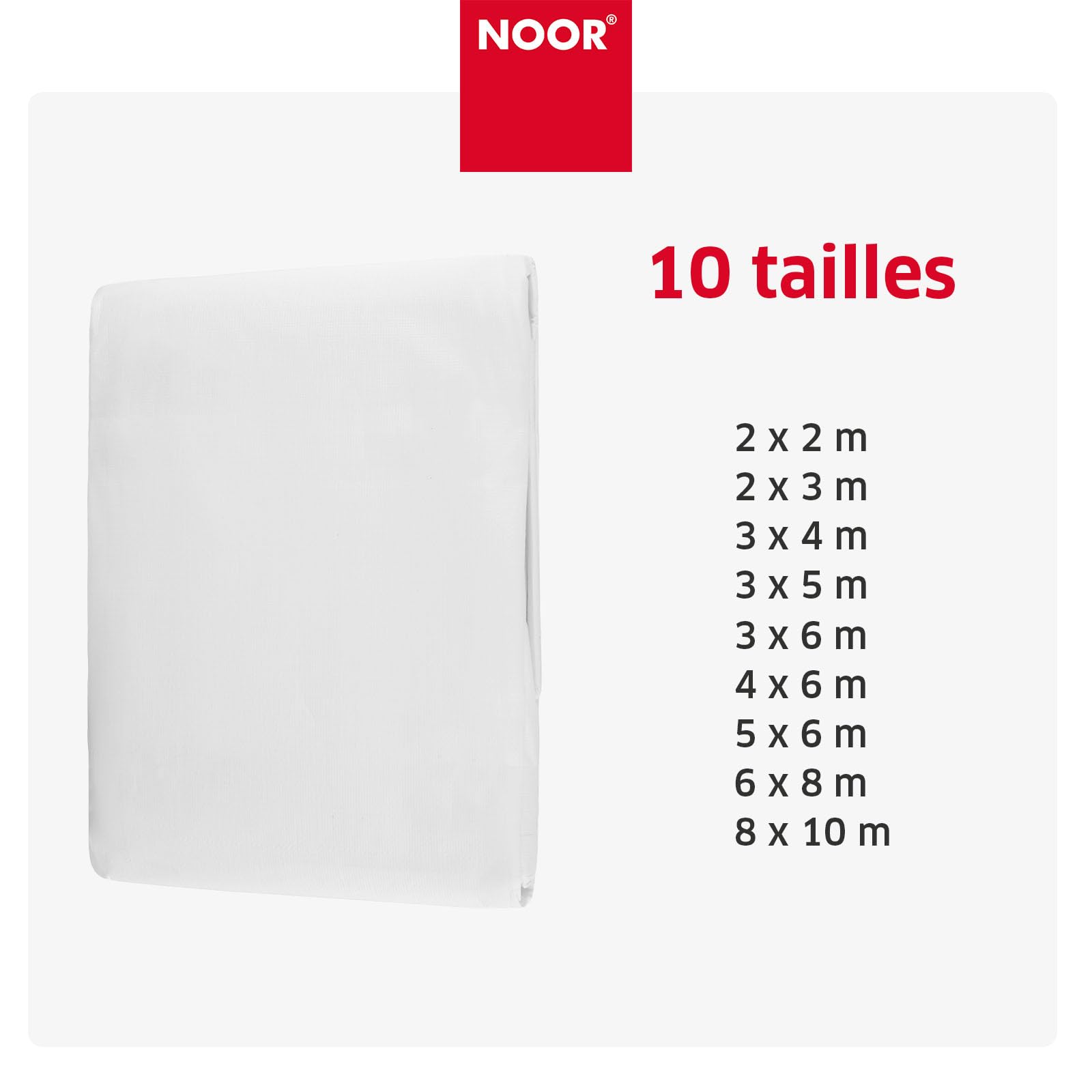 NOOR Bâche de Protection Hobby - bâche en Tissu 120 g/m² - Blanche 3x6 m | Bâche polyvalente pour la protection contre les intempéries - idéale pour le jardin - résistante aux UV, enduite, imperméable