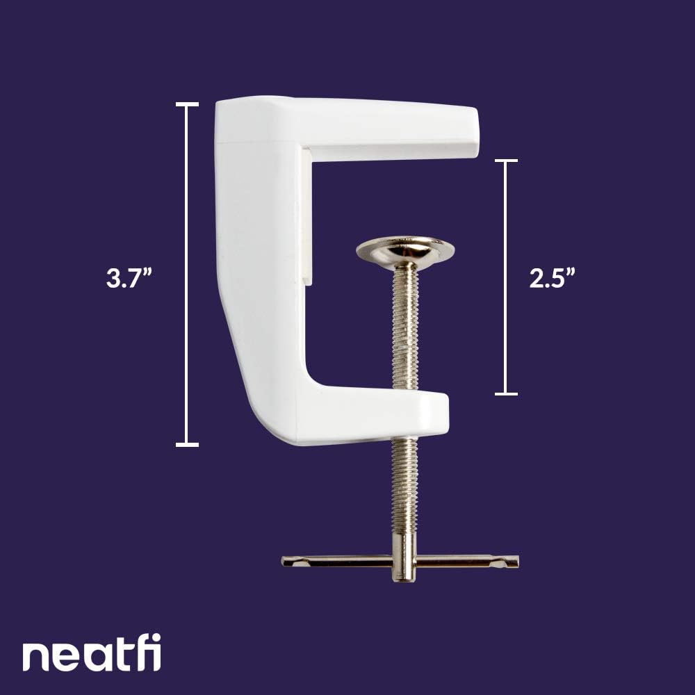 Neatfi Replacement Clamp, Adjustable Lamp Clamp with Screw - Fits Tables up to 2.5 inches Thick, Securely Mounts Lamps onto Desks, Workbenches, or Tables (White)