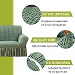 Qubjus Stretch Sofa Slipcover Sofa Covers Washable Couch Sofa Bed Cover Easy Fit Furniture Protector with Elastic Bottom and Skirt (Green, Medium) - Image 2