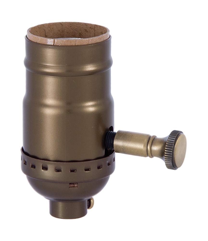 B&P Lamp® Med. Base Full Range DIMMER Socket, Aluminum Shell with Antique Brass Finish
