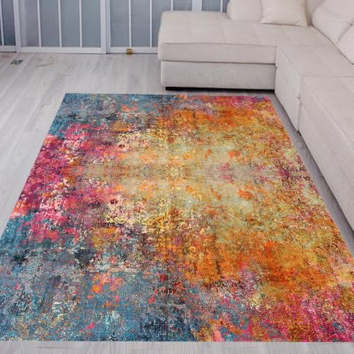 Tapis multicolore abstrait art déco moderne 120x180 noir et gris - 2