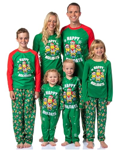 INTIMO Pyjama-Set mit Aufschrift Ich - Einfach Unverbesserlich, Minions, Happy Holidays, Jogger, Schlaf, Familie, Weihnachten, Jungen, 10-12