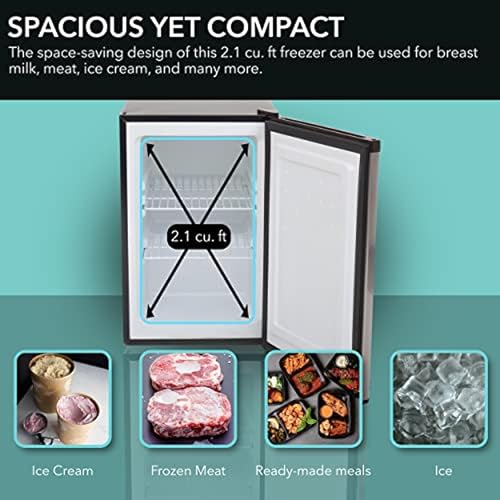 Whynter CUF-210SS Upright Small Mini Freezer with Lock for Bedrooms, Dorms, Garages, Offices, 2.1 Cubic Feet, Stainless Steel
