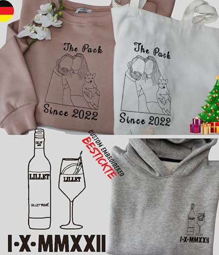 Bestickter Personalisierte Geschenke für Frauen und Männer-Weihnachtspullover-Beste Freundin Geschenke für ihn-jahrestag-Mama-Papa-Foto Geburtstagsgeschenk-Partner Geschenke-oversize damen Hoodie