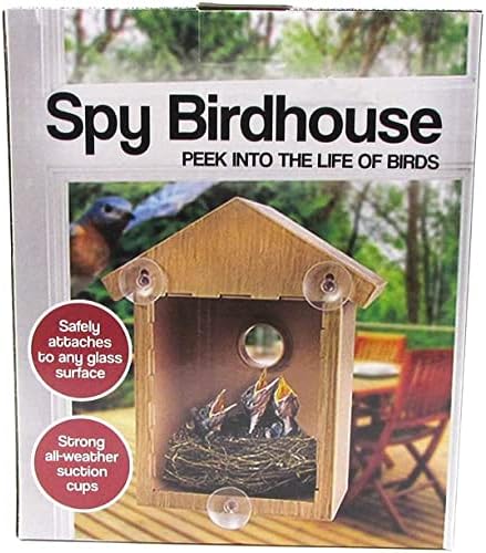 See Through Two Way Mirrored Bird House - Suction Cup Window Mounted Bird Nesting Box