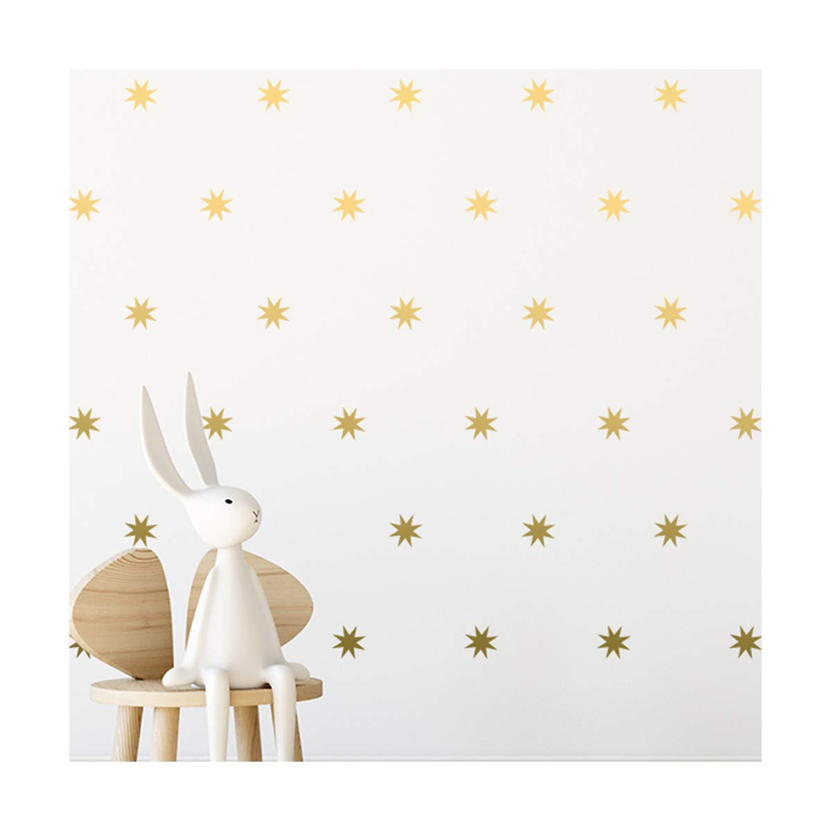 StickerDeen | 8 Point Star Decoration Removable Wall Art Vinyl Decal Stickers | (Pack of 80) (Gold)