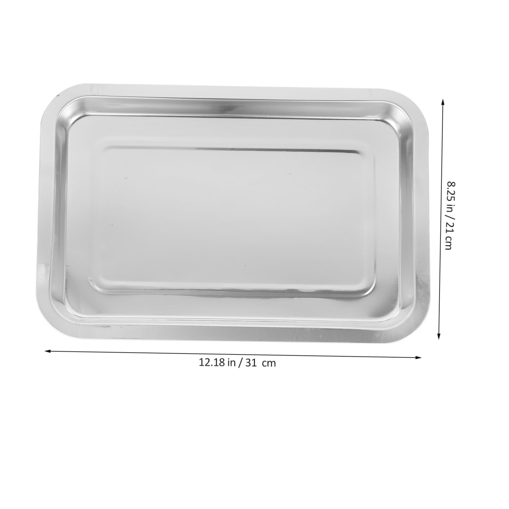 COLLBATH 2 Stück Tattoo Edelstahltablett Mittel Flaches Metalltablett mit Erhöhtem Rand für Tattoo Zubehör Arbeitsplatz Tablett Langlebig und Leicht zu Reinigen