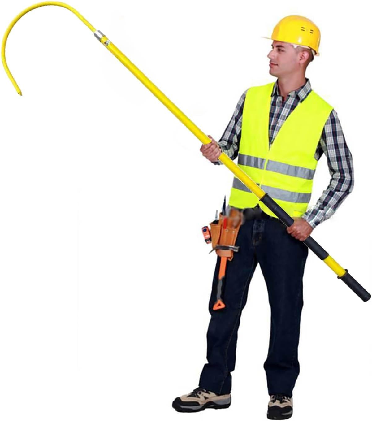 Rescue Hook Portable Emergency Rescue Pole High Voltage Safety Body Rescue Hook, 10kv 35kv 110kv 220kv Portable Fiberglass Insulated Electrical Rescue Pole, Substations Life-Saving Stick Electrical Sa