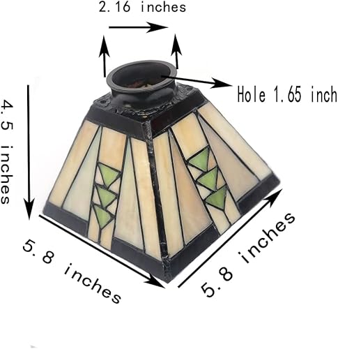 Miniatura 9 de HUIMEIJU Pantalla de vidrio Tiffany, pantalla cuadrada de vitrales, pantalla de patrón geométrico, lámpara de pared, pantalla colgante, pantalla de