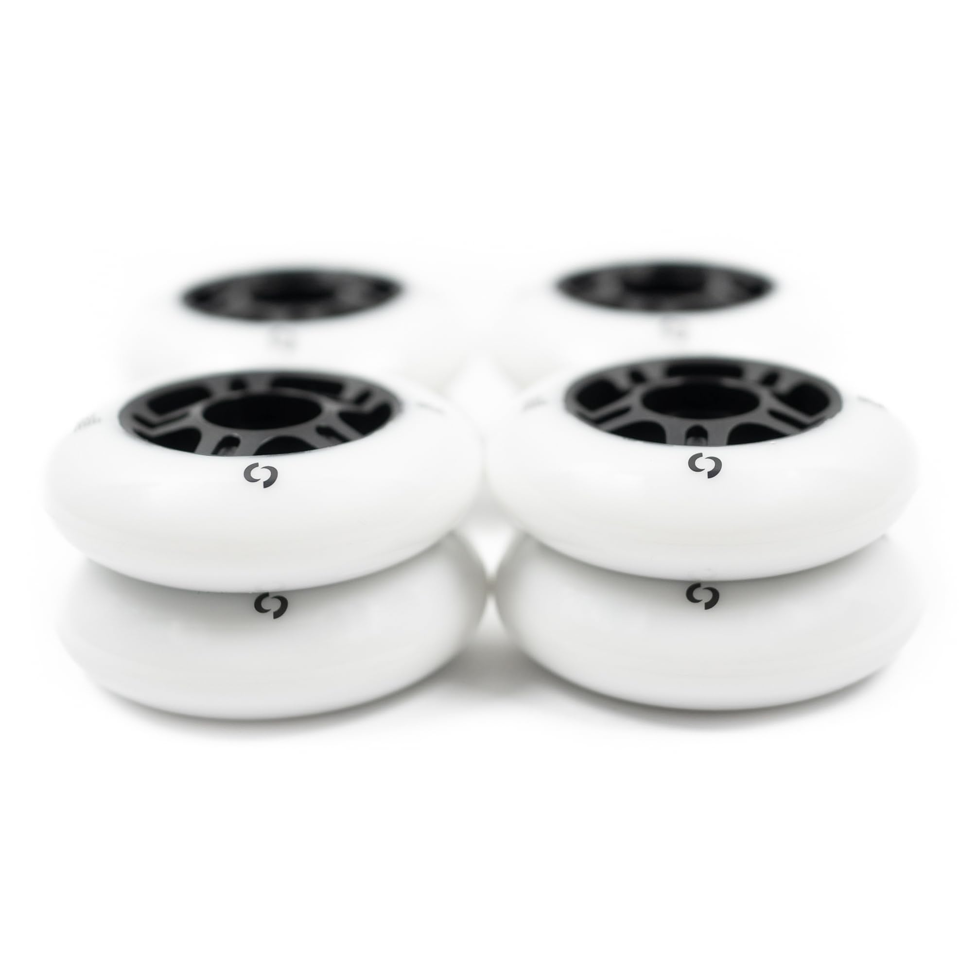 Lot 8 Roues Roller Switch 80mm 85A + Roulements ABEC9 - Super High Rebond - Noyau DFT 44mm - Blanc