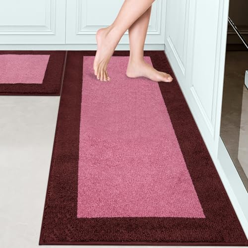 Image of Machine Washable Runner Rugs Set of 2, (24 inch x 36 inch+ 24 inch x 60 inch), Non Slip Kitchen Mats for Floor, Absorbent Entryway Rug for Kitchen, Bedroom, Hallway, Bathroom, Door (Roll Packing)