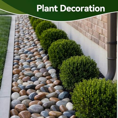 Image of Pulovin 40 lbs River Rocks for Landscaping, Plants, 3-4 Inch Polished Rocks | Decorative Garden Rocks Outdoor Landscaping, Large Polished Natural Stone for Walkways, Yard, Vases, Crafts