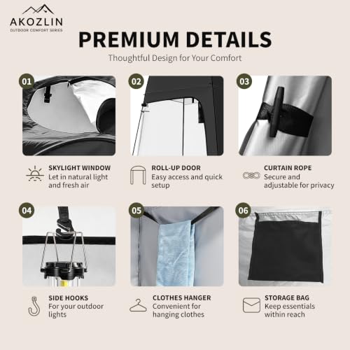AKOZLIN Portable Camping Toilet con Tienda de Privacidad Plegable y Gel para Desechos Líquidos, Baño al Aire Libre para Adultos con Tienda para Ducha, Vestidor y Bolsa de Transporte para Camping, Senderismo y Viajes miniatura 3