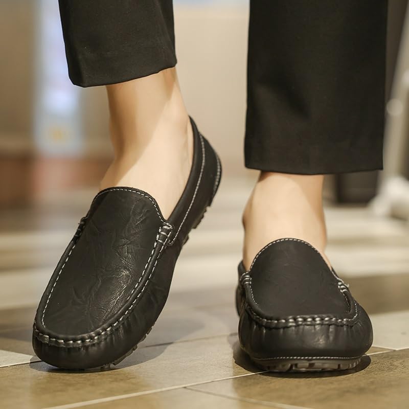 Men's Loafers Round Toe Faux Leather Moccasins Shoes Flat Heel Slip Resistant Flexible Prom Slip-on4