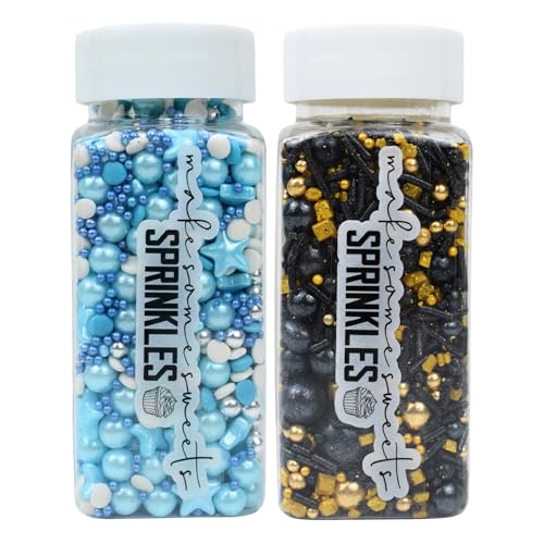 Décorations Pour Gâteaux MakeSomeSweets – BLUE OCEAN & DARK DREAMS – Sprinkles comestibles de qualité supérieure - Vegan, sans huile de palme, 2x100 g