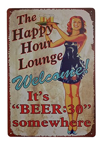 ERLOOD the Happy Hour Lounge Welcome! It's Beer Retro Vintage Decor Metal Tin Sign 12 X 8 Inches