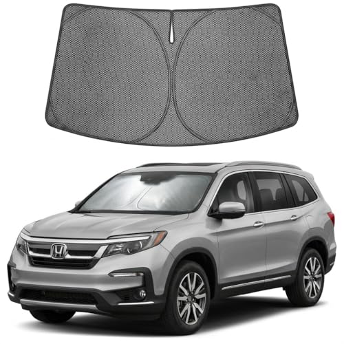 Image of Proadsy Windshield Sun Shade Custom Fit Honda Pilot 2016-2026 Ice Crystal Black Front Window Sunshade UV and Heat Blocker Foldable Visor Keeps Car Cooler for Summer Parking and Daily Use