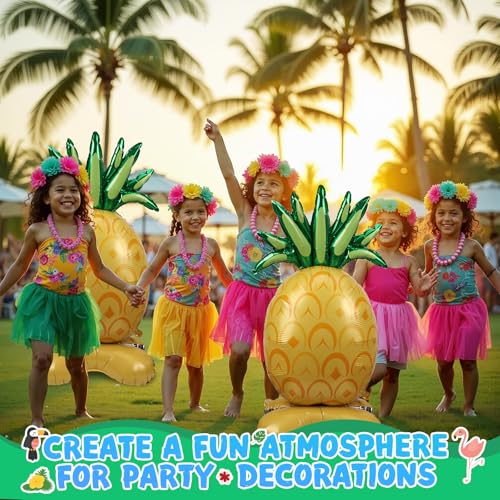 Image of PHOGARY 2 Pcs Big Pineapple Balloons, 59 Inch Standing Inflatable Pineapple Fruit Foil Balloon for Luau Hawaiian Tropical Summer Aloha Party Decoration Birthday Fruit Themed Party Supplies