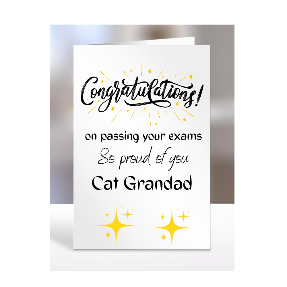 Exam Congratulations Card for Cat Grandad, greetings card, men, women, female, male, him, her, presents for christmas, on passing your exams, A5-96_40