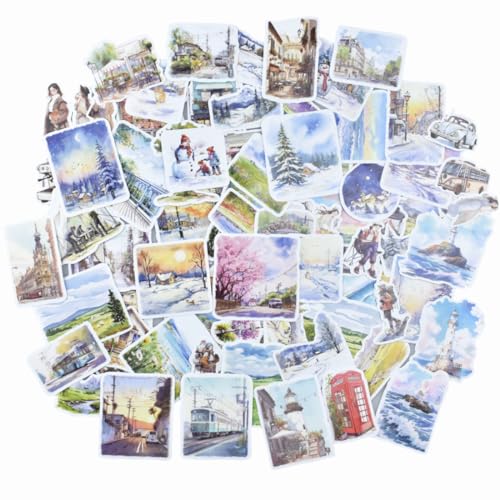 180PCS Washi Paper Travel Sticker Set Season Scenery Stickers for Scrapbooking Traveller Journals Planners Calendar Art Project Arts Crafts Junk Bullet Journaling Water Bottles Scrapbook
