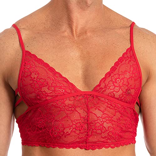 Mens Lacey Crop Top Body Shaper Lace Sexy Slim Top Wear Backless Design Bra