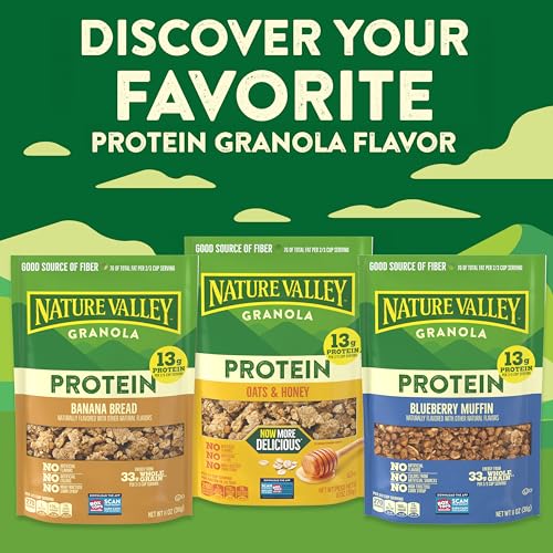 Nature Valley Protein Granola, Oats and Honey Granola, Resealable Snack Pouch, 11 oz