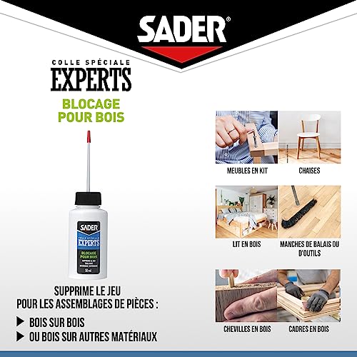 Colle bois Sader menuiserie assemblage colle blanche flacon 50ml