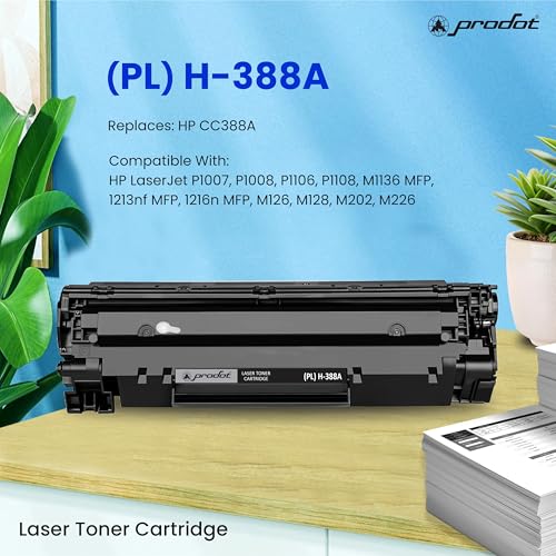Image of ProDot 388 Toner Cartridge Replaces HP CC388A Compatible with HP LaserJet P1007 /P1008 /P1106 /P1108 /M1136 MFP /1213nf MFP /1216n I 1500 Page Yield I 1 Year Warranty (1 PC)