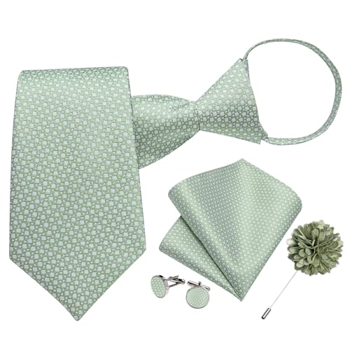 Image of DiBanGu Mens Zipper Tie Silk Pre-Tied Necktie with Gift Box
