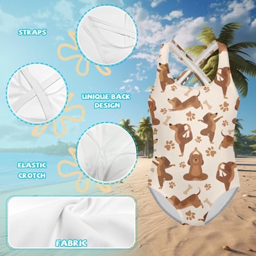 Image of Girls One Piece Swimsuits Teens Sleeveless Back Cross Strap Bathing Suit Kids Quick Dry Cute Beach Swimwear(5-14)