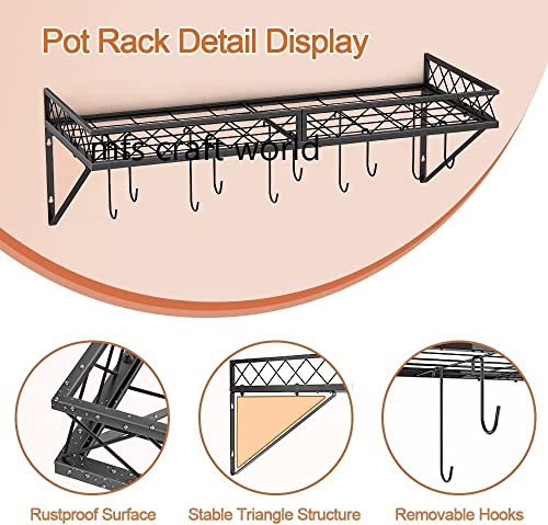 Image of Bathroom Floating Shelves Organizer wall Mount with 5 Hooks, Wall Mounted for Cabinet & Drawer Spice Rack Set for Kitchen (French Country)