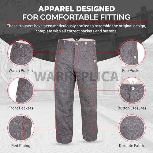 warreplica WWI Imperial German Soldier Uniform Model 1907/10 Field-Grey Wool Piped Trousers - Reproduction4
