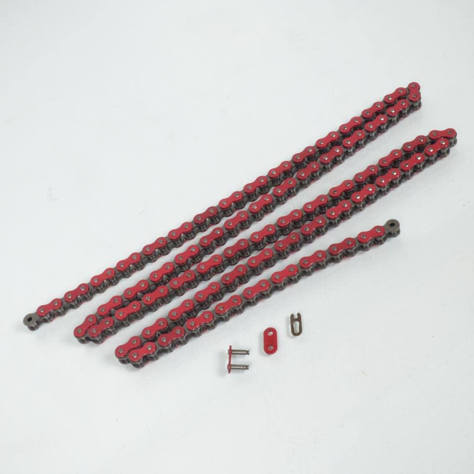 Cadena de transmisión roja Artek 134 eslabones Paso 420 para moto 50 con caja