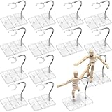 Wonderjune 12 Pcs Action Figure Stands for 8 to 12 Inches Dolls Flexible Assembled Action Figure Display Holder with Adjustable Metal Support Arm Stands Base (Clear)