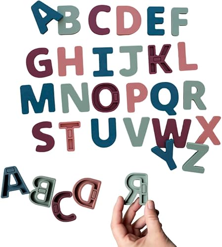 RayPlay Letras magnéticas de silicona de grado alimenticio ABC en mayúsculas 26 piezas de imanes educativos multicolor del alfabeto para nevera