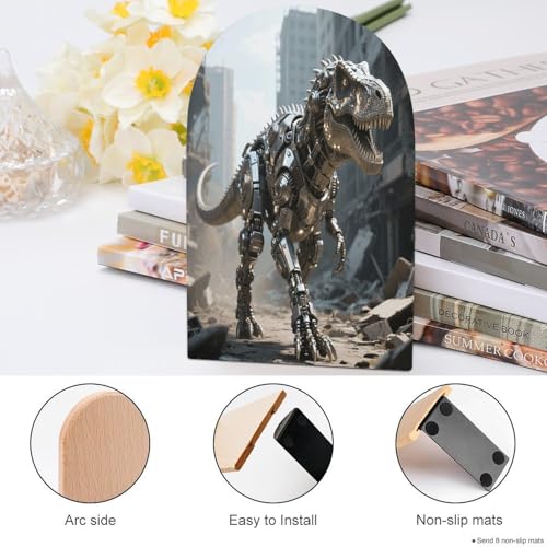 Sujetalibros mecánico de madera con base de metal para estantes caídos 5