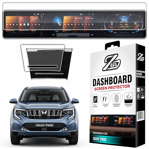 Image of ZEIR [2 PACK Screen Protector Compatible with MAHINDRA XUV 7XO 2026+ Models - 12.3 Inch Triple Screen Long (NO Adrenox+ Badge Cutout) + Flexible TPU Storage Panel Film [Not Tempered Glass]