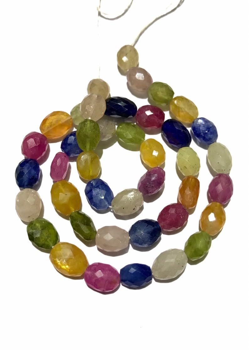 Perles ovales en saphir naturel 8mm pour créer vos colliers d'été