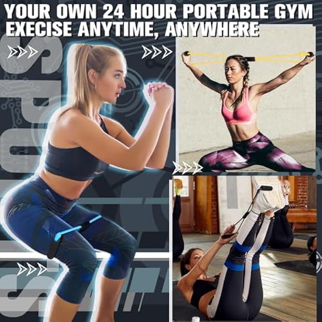 Skylety Figure 8 Fitness Resistance Bands with Handles Set of 5 Exercise Bands for Women Men Rope 8 Word Elastic for Arm and Shoulder Stretch Yoga Gym Fitness Muscle Training Chest Expander