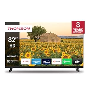 THOMSON 32 Pouces (80 cm) LED HD Smart Android TV, Google Assistant, Wi-FI, Dolby Digital, Bluetooth, Triple-Tuner (Câble-Satellite-Antenne), HDMI, CI, A Panneau- 32HA2S13