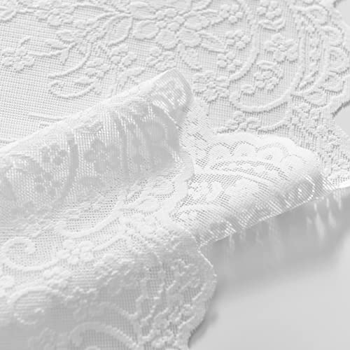 Kotile-Kitchen-Valance-Curtain-for-Windows-Country-Lace-Floral-Embroidered-Sheer-Curtain-for-Kitchen-Cafe-Dining-Bath-Room-Rod-Pocket-Sheer-White-Valance-52-x-18-Inch-1-Panel-White Kotile Kitchen Valance Curtain for Windows Country Lace Floral Embroidered Sheer Curtain for Kitchen Cafe Dining Bath Room Rod Pocket Sheer White Valance 52 x 18 Inch 1 Panel White
